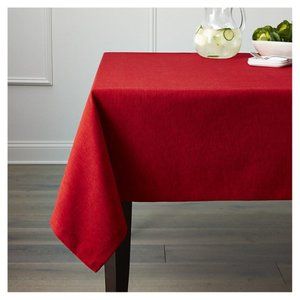 Crate & Barrel Kelsey Red Linen Tablecloth